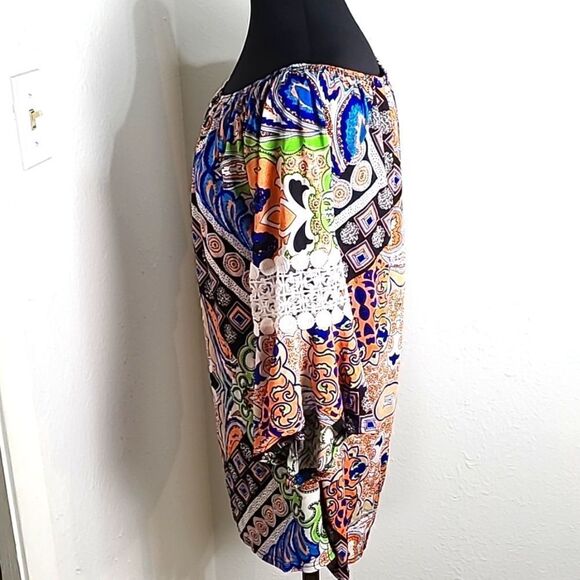 WinWin Colorful Tunic Top with Pinwheel Sleeves & Embroidered Accents, Size L/XL - Picture 4 of 7
